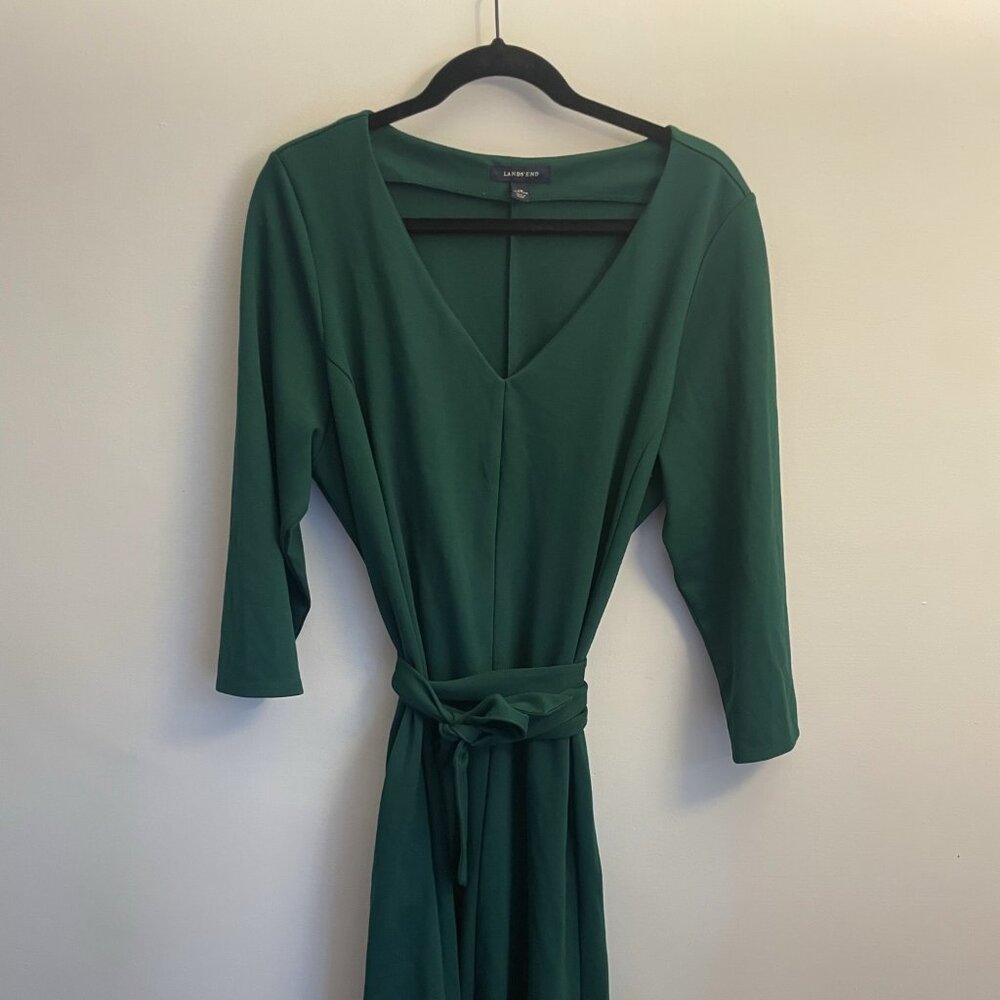 Green Lands End knit dress, 1X